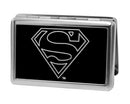 Business Card Holder - LARGE - Superman Logo Outline Reverse Brushed