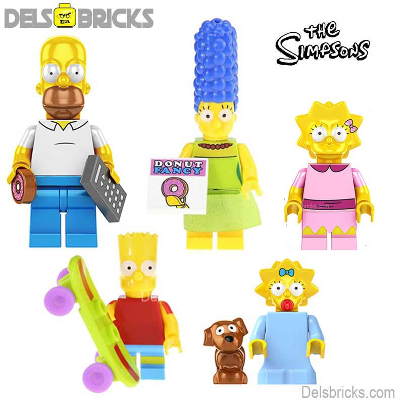 The Simpsons family of 5 Lego Minifigures Custom Toys 2