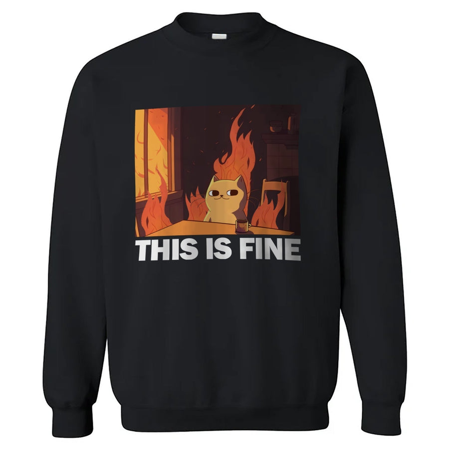This Is Fine Cat Crewneck Sweatshirt