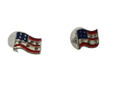Vintage Enamel American Flag Earrings Jewelry Pierced Silver Tone 4th of July