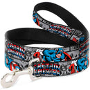 Dog Leash - CAPTAIN AMERICA 2-Poses/Comic Blocks Grays/Red/White/Blue