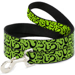 Dog Leash - Question Mark Scattered Lime Green/Black