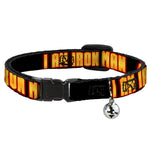 Cat Collar Breakaway - Iron Man Face I AM IRON MAN Black Yellow Glow