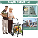 Folding Shopping Cart Basket Rolling Trolley with Adjustable Handle