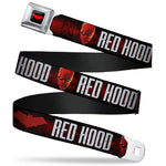 Red Hood Logo Full Color Black Red Seatbelt Belt - RED HOOD/Face/Logo Weathered Black/Reds/White Webbing