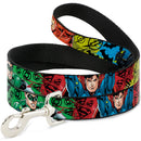 Dog Leash - Justice League New 52 4-Superhero Poses/Scattered Logos Multi Color/Black