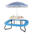 Toddler Outdoor Activity Table with Adjustable and Collapsible Umbrella-White