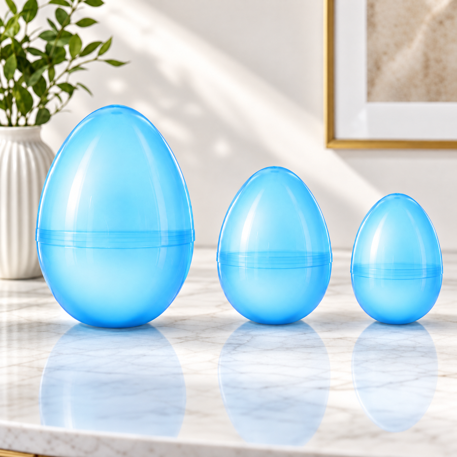 Set of 3 Jumbo Large Size Giant Fillable Plastic Easter Eggs 10 Inches
