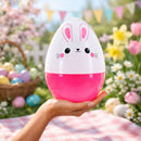 Large Bunny Giant Jumbo Size White and Pink Plastic Easter Egg 10 Inches