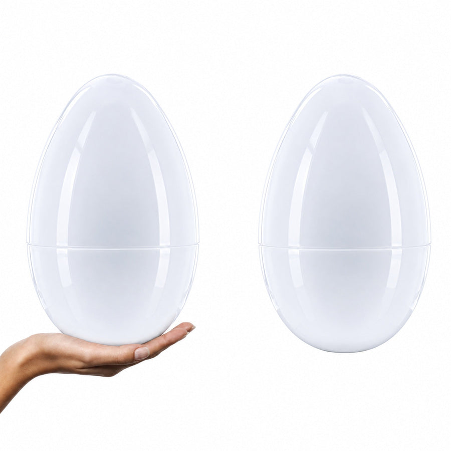 Set of 2 White Large  Jumbo  Giant Fillable Plastic Easter Eggs 10 Inches