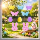 Set of 10 Easter Gel Window Clings Bunny Egg Butterfly Reusable Colorful Gel Decorations for Windows Mirrors Glass Spring Home Party Decor