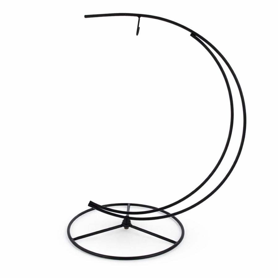 Double Curve Crescent Black Metal Photo Picture Frame and Ornament Display Stand 9.25 Inches