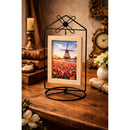Black Windmill Roof House Hanging Photo Picture Frame and Metal Ornament Stand 10.15 Inches