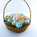 Set of 24 Flowers on White Plastic Easter Eggs, 2.25 Inches Each