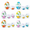 Set of 24 Flowers on White Plastic Easter Eggs, 2.25 Inches Each