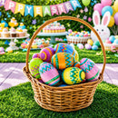 Set of 12 Large Geometric Plastic Easter Eggs 3 Inches