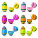 Set of 12 Large Geometric Plastic Easter Eggs 3 Inches