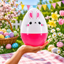 Large Bunny Giant Jumbo Size White and Pink Plastic Easter Egg 10 Inches