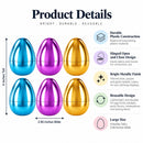 Set of 6 Large Fillable Metallic Plastic Easter Eggs 4 Inches