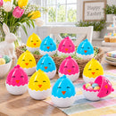 Set of 12 Hatching Chick Easter Eggs - Fillable Upright Plastic Hunt Supply