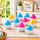 Set of 12 Hatching Chick Easter Eggs - Fillable Upright Plastic Hunt Supply
