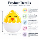 Set of 12 Hatching Chick Easter Eggs - Fillable Upright Plastic Hunt Supply