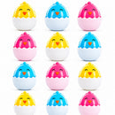 Set of 12 Hatching Chick Easter Eggs - Fillable Upright Plastic Hunt Supply