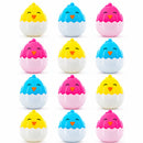 Set of 12 Easter Chick Eggs Fillable Plastic Standing Hatching Eggs Reusable Egg Hunt Set 2.25 Inches