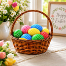 Set of 10 Gingham Checkered Plastic Easter Eggs - Fillable Hunt Decor 2.25 Inches