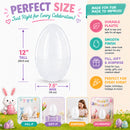 Giant Extra Large White Plastic Easter Egg Two Tones 12 Inches