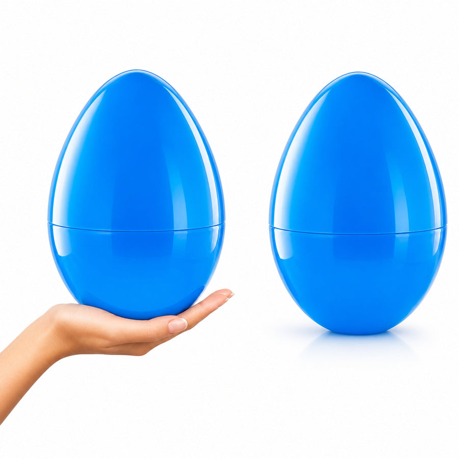 Set of 2 Blue Giant Jumbo Large Size Fillable Plastic Easter Eggs 10 Inches