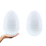 Set of 2 White Plastic Jumbo Large Size Easter Eggs 10 Inches
