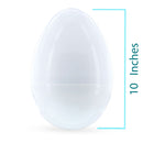 Set of 2 White Plastic Jumbo Large Size Easter Eggs 10 Inches