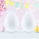 Set of 2 White Plastic Jumbo Large Size Easter Eggs 10 Inches