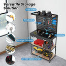 Tool Storage Workbench with Pegboard with 14 Hanging Accessories for Garage