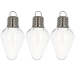 Set of 3 Clear Plastic Light Bulb Christmas Ornaments DIY Craft 4 Inches