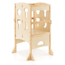 Folding Wooden Step Stool with Lockable Safety Rail for Toddler 3+