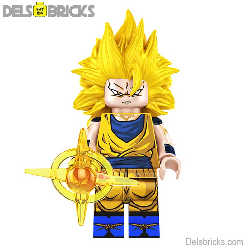 Goku Long yellow Hair Dragon Ball Z Super Lego Minifigures Anime Custom Toys