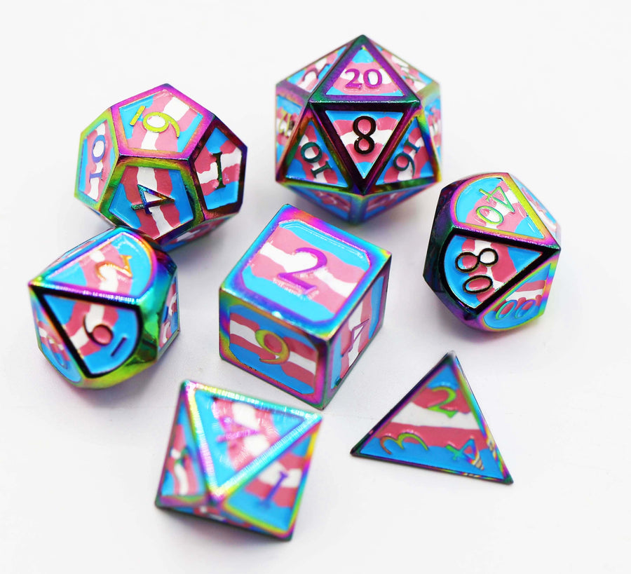 Transgender Pride Flag - Metal RPG Dice Set