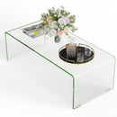42 x 19.7 Inch Clear Tempered Glass Coffee Table with Rounded Edges-Transparent