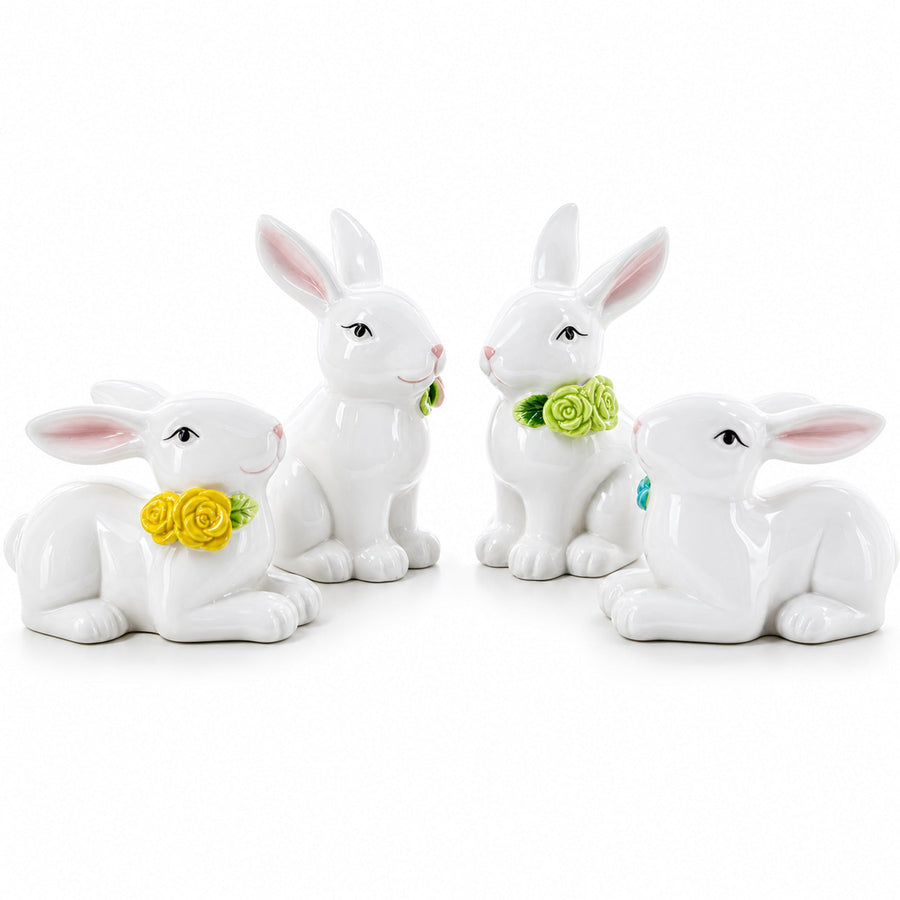 Set of 4 Porcelain Easter Bunnies 4 Inches