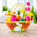 Set of 2 Easter Bunny Egg Hunt Baskets With Floral Accent 6 Inches Tall