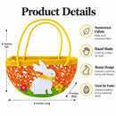 Set of 2 Easter Bunny Egg Hunt Baskets With Floral Accent 6 Inches Tall