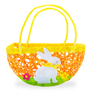 Set of 2 Easter Baskets with White Bunny and Flowers