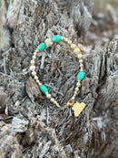 Turquoise And Gold Beaded Bracelet