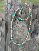 Turquoise And Gold Beaded Necklace