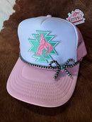 Turquoise and Pearl Bow Trucker Hat Chain - PREORDER