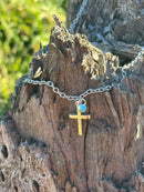 Turquoise Cross Pendant Chain Necklace