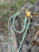 Golden Turquoise Trail Heishi Beaded Bracelet