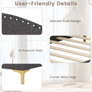 Full/Twin Size Rivet-Tufted Platform Bed with Metal Legs and Wood Slats
